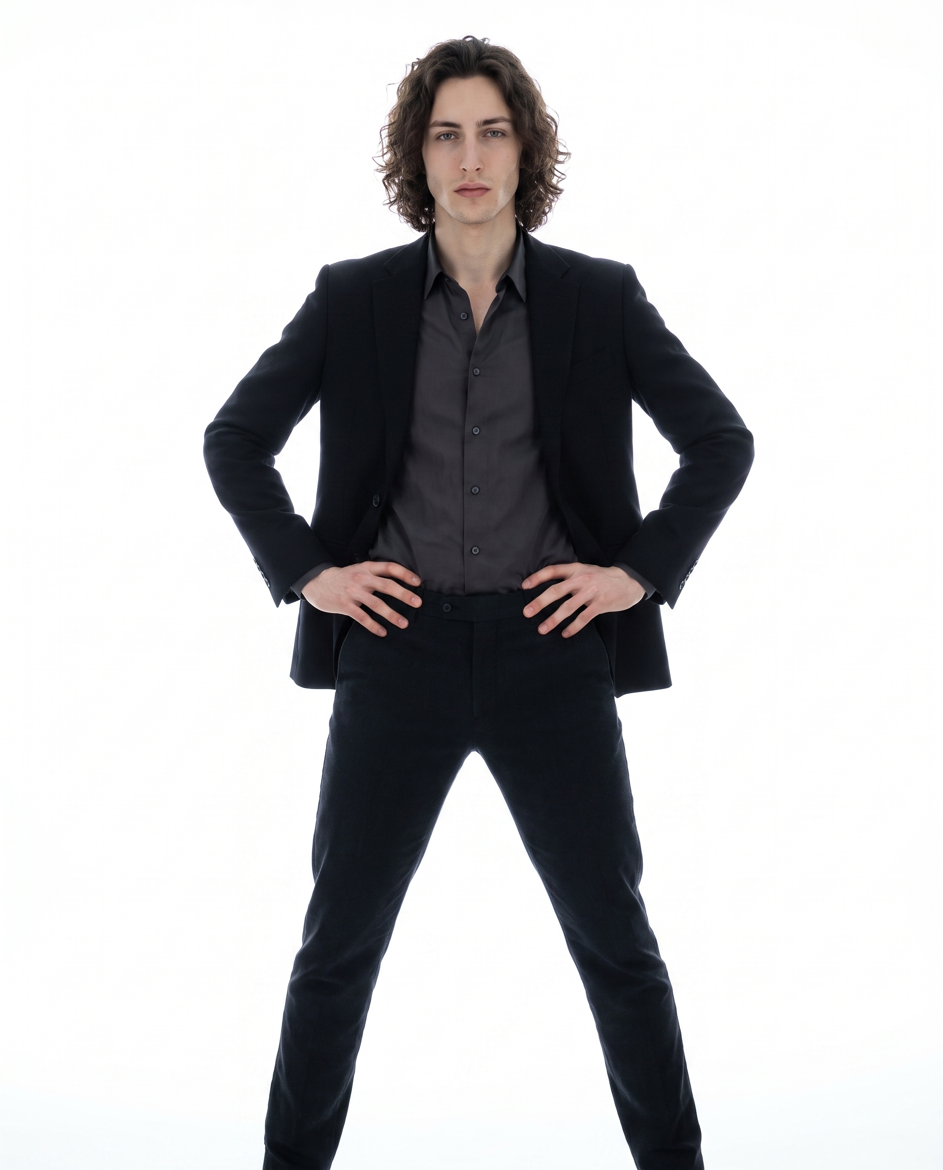 High-Key Power Pose: Bold Authority Under Studio White Light