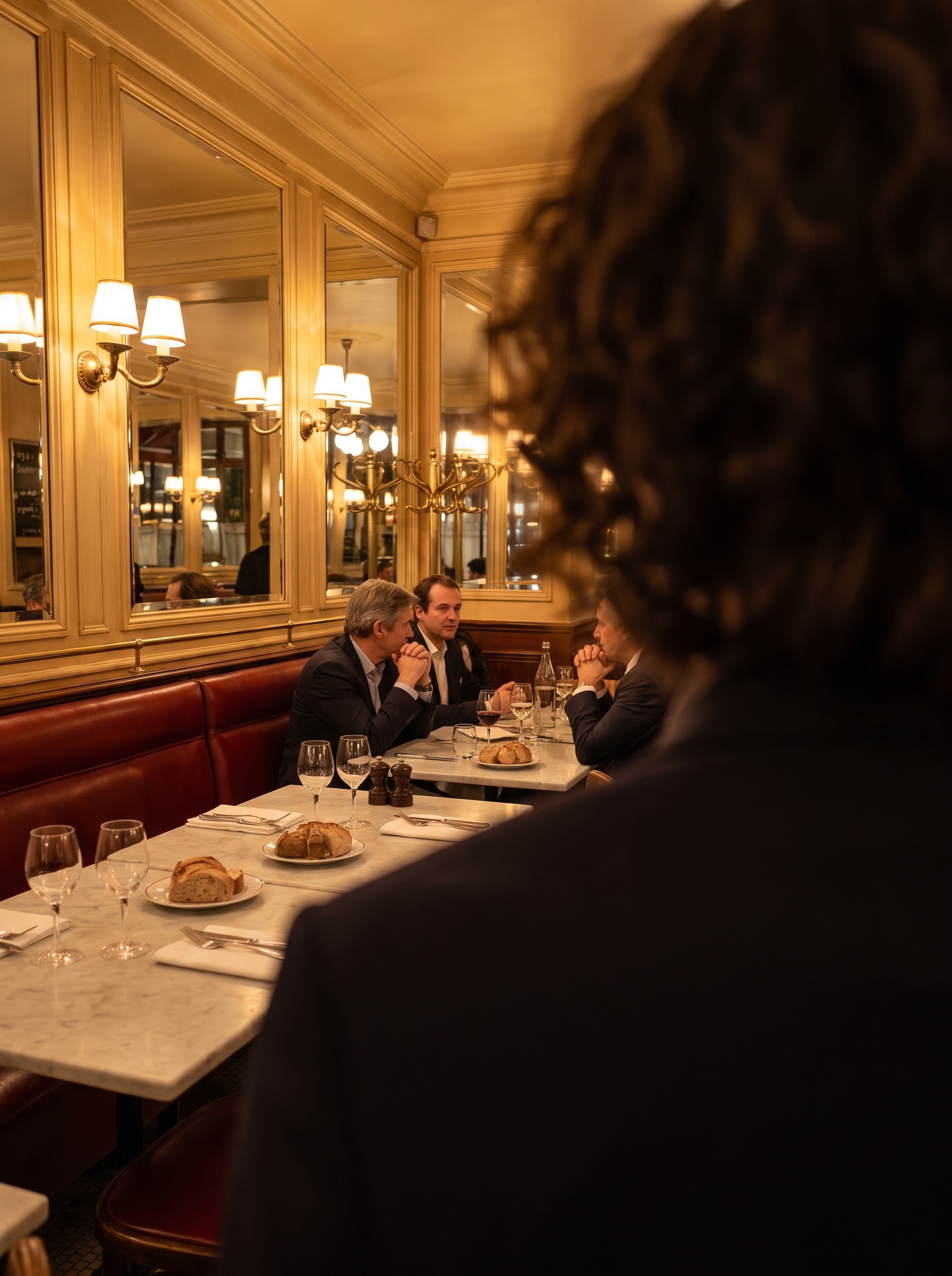 Over-the-Shoulder Dialogue: Magazine Editorial in a Parisian Brasserie